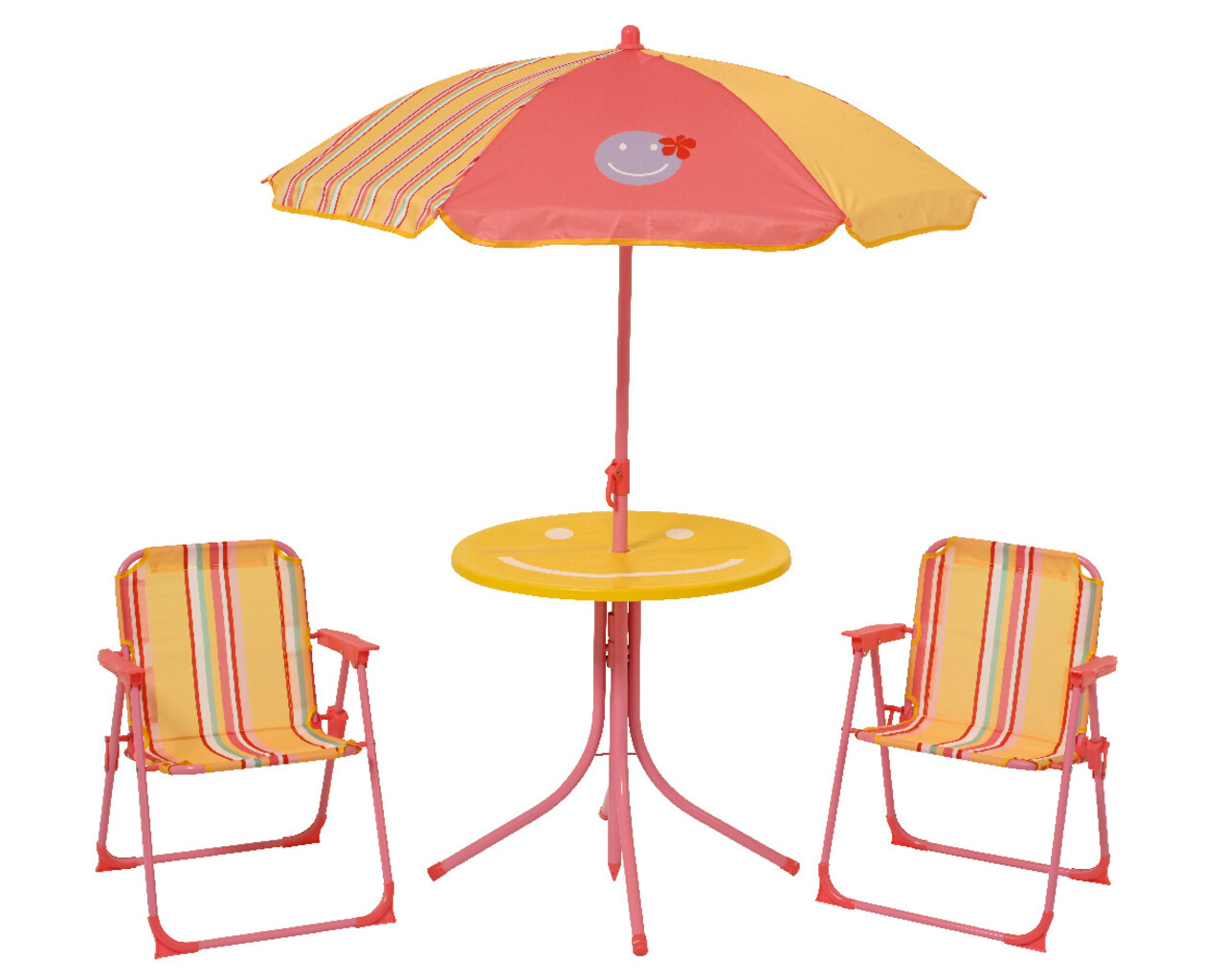 Set mobilier de gradina pentru copii Smiling Face, Decoris, 4 piese, fier/poliester, multicolor - imagine 3